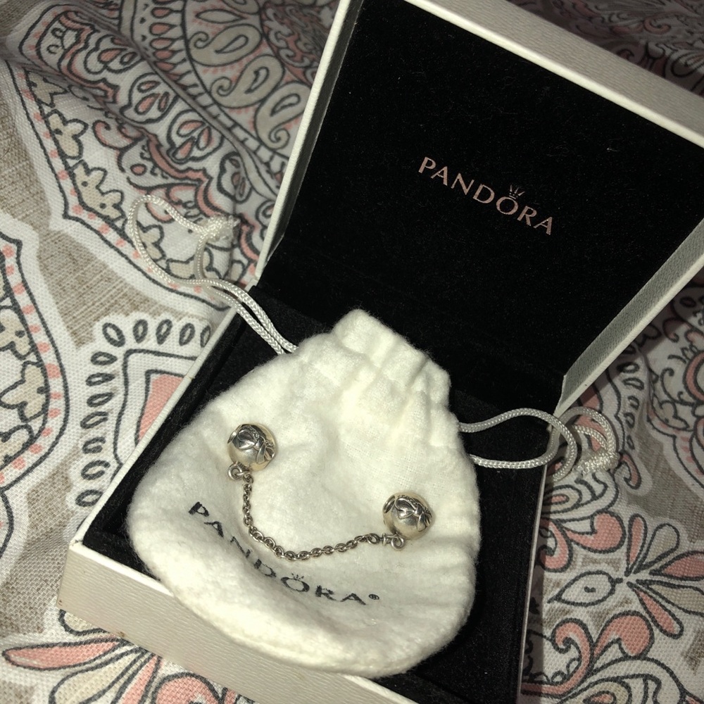 Pandora Silver Dainty Bow Clear CZ Safety Chain